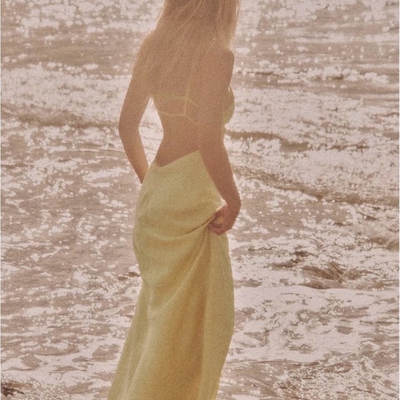 Zara Dresses & Skirts - Satin ZARA Yellow Maxi Dress